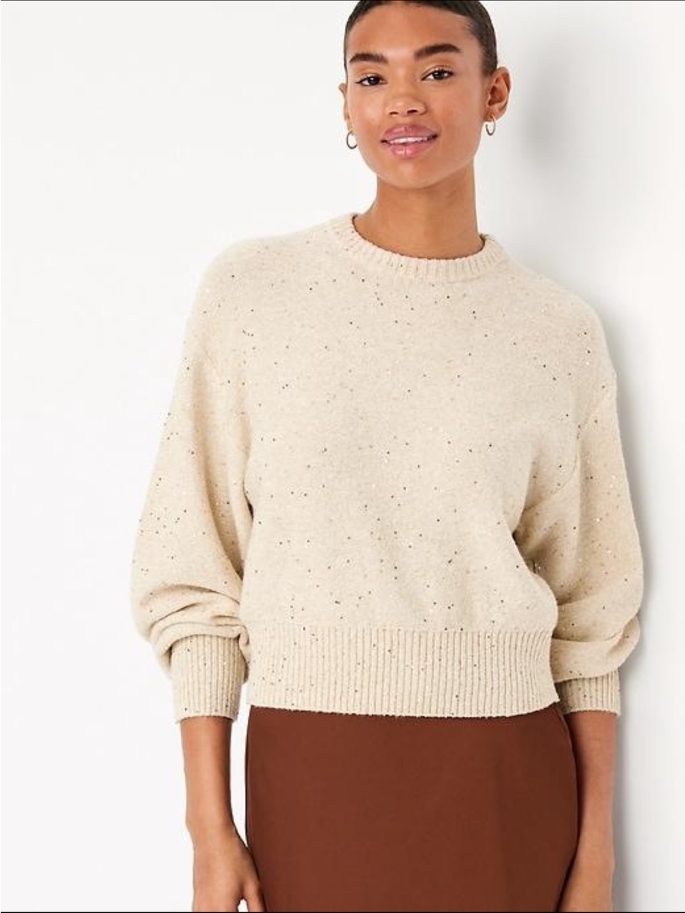 Old Navy SoSoft Crew-Neck Sequin Sweater in Creme